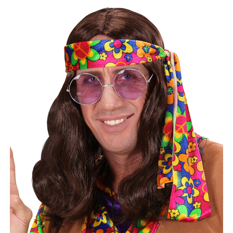 Paruka hippie hnědá dlouhá pánská Paruka hippie hnědá dlouhá pánská